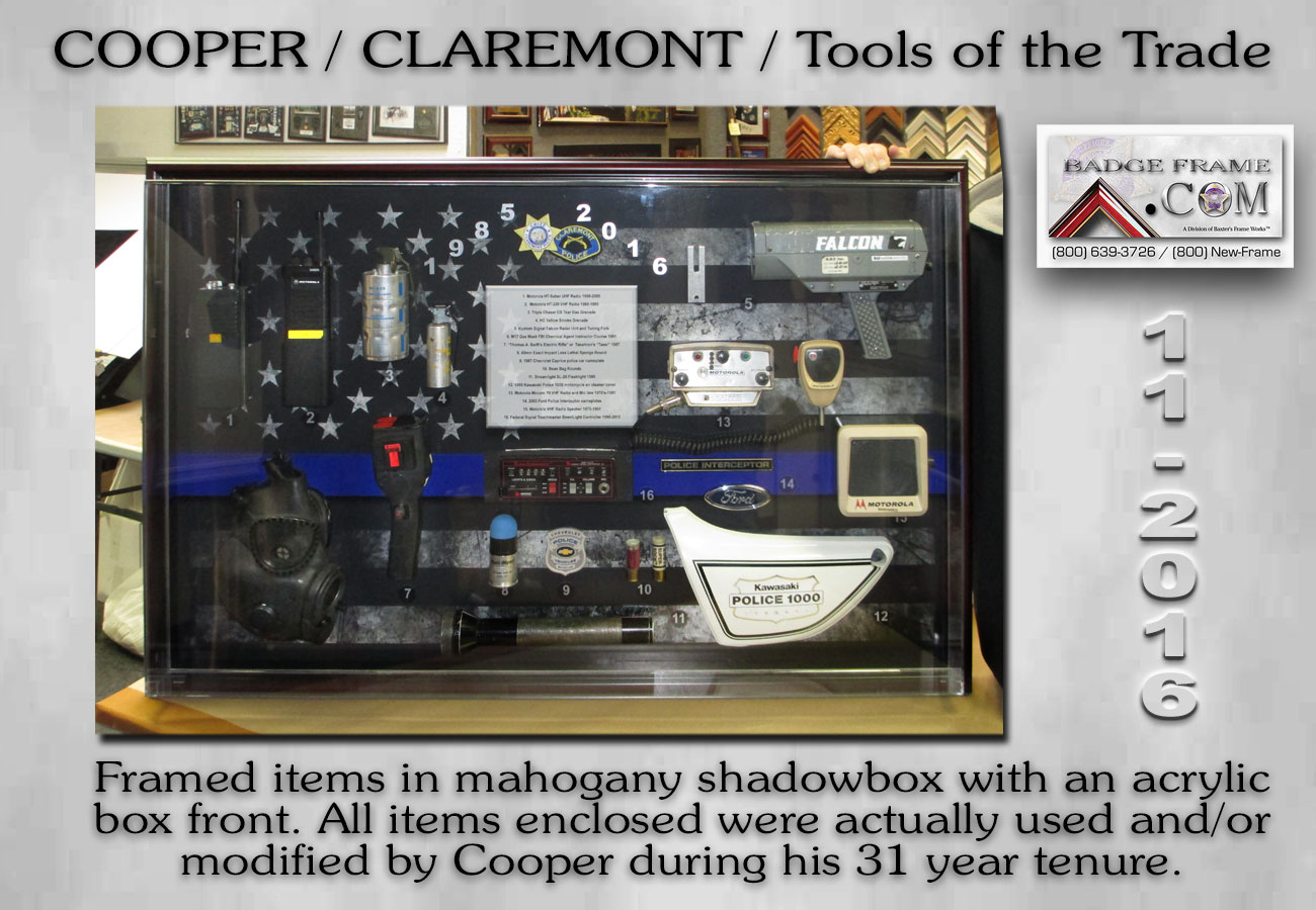 Cooper - Claremont PD - Tools of the Trade - Badge Frame 2016