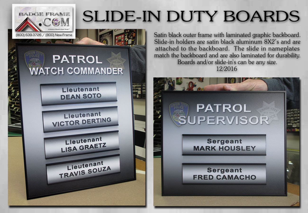 On Duty
          boards from Badge Frame