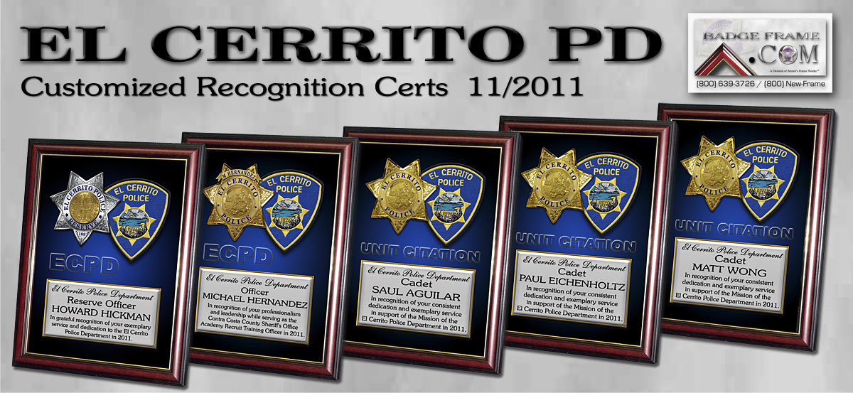 El Cerrito PD - Recognition Certs
