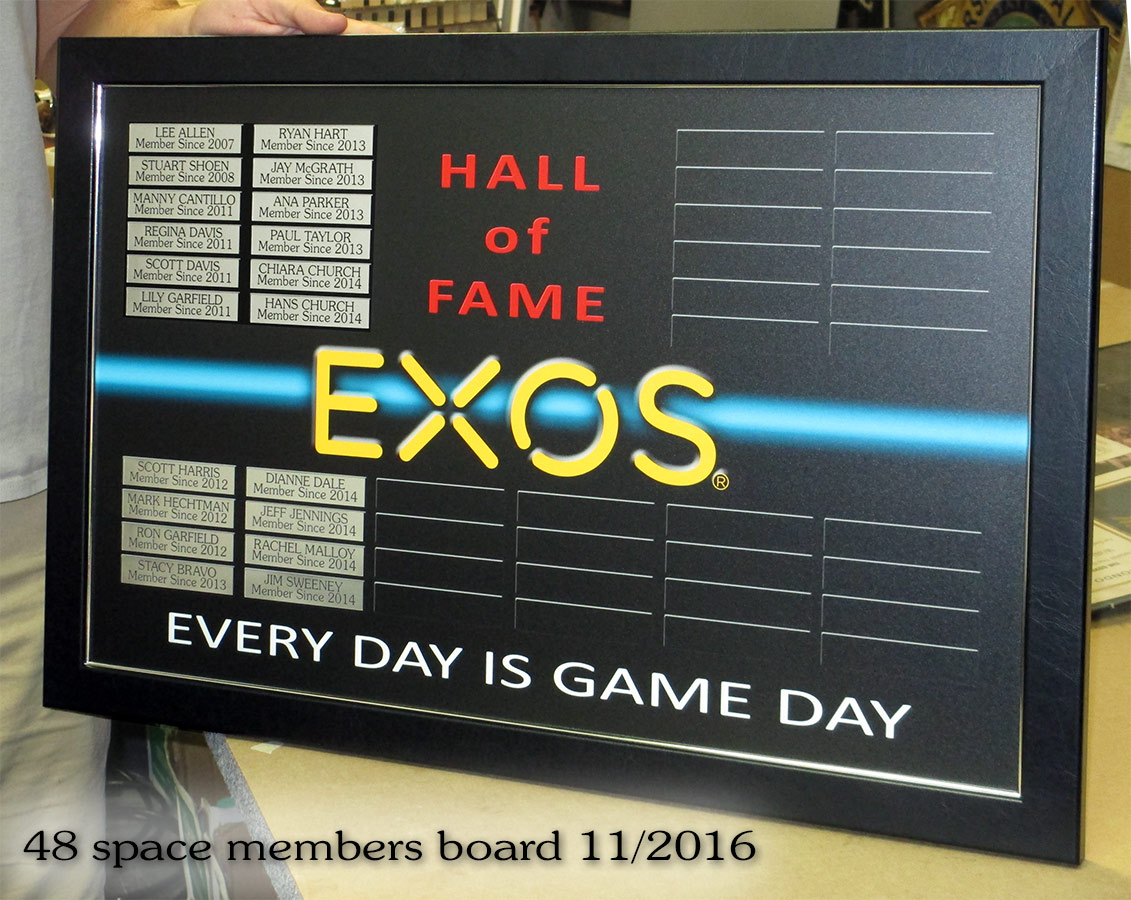 EXOS Gym Members Board from Badge Frame