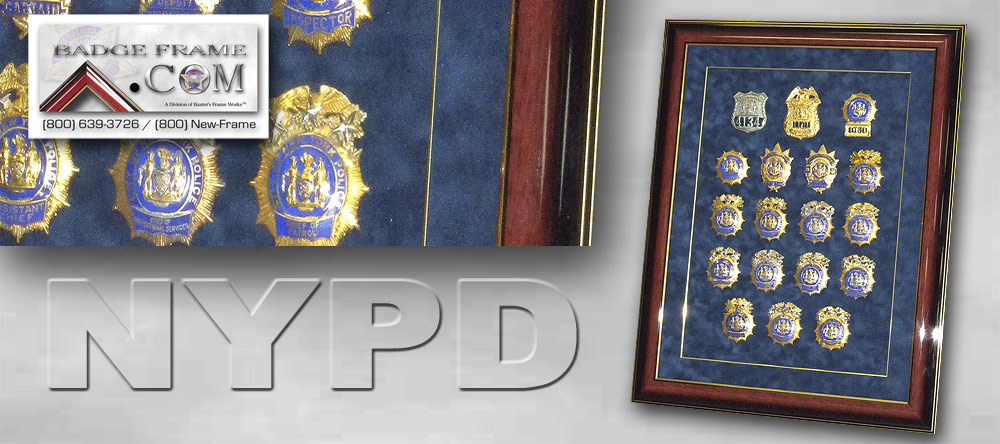 NYPD Badges Framed.
