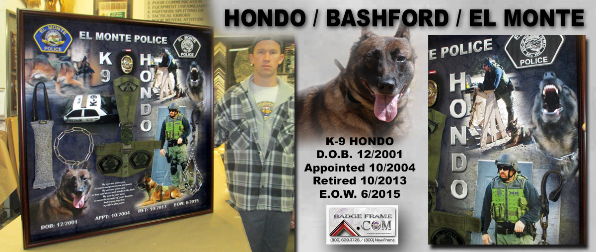 K-9 Hondo and Partner Eric Bashford
          / El Montre PD presentation from Badge Frame
