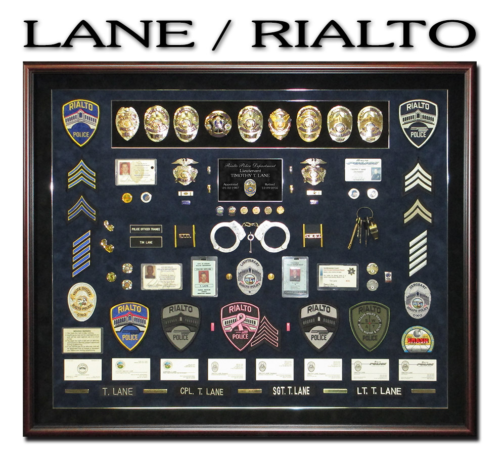 Lane -
          Rilato PD police Retirement Presentation from Badge Frame -
          Police Shadowbox