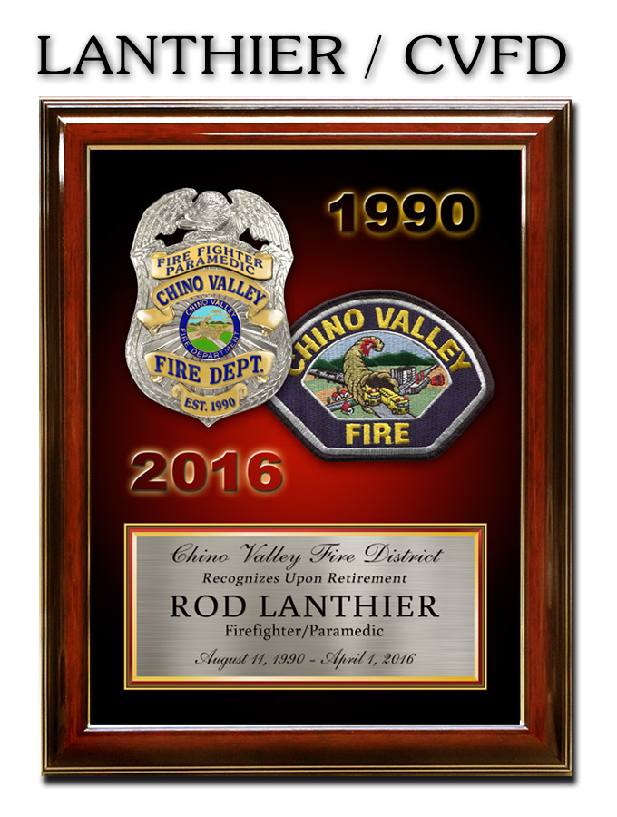 Lanthier - CVFD Recognition
          Plaque from Badge Frame