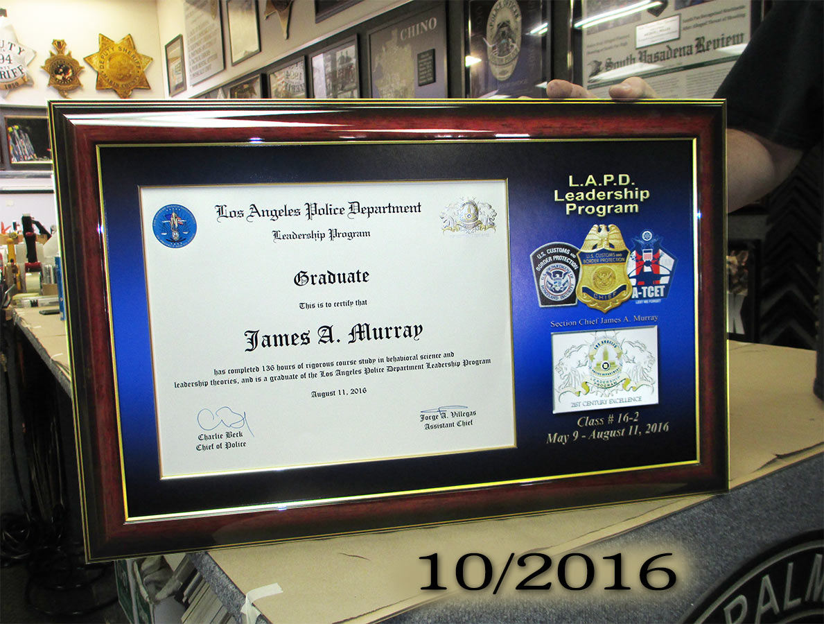 James Murray - LAPD
          Leadership Certificate from Badge Frame 10/2016