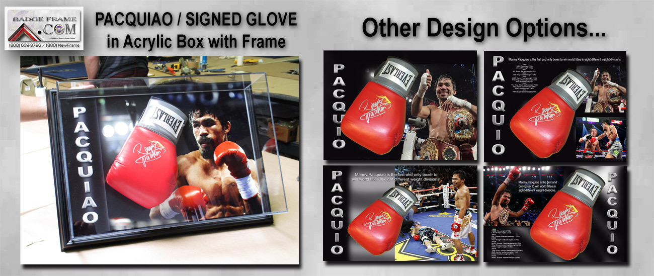 Pacquiao Signed Glove with Acrylic Box from Badge Frame
