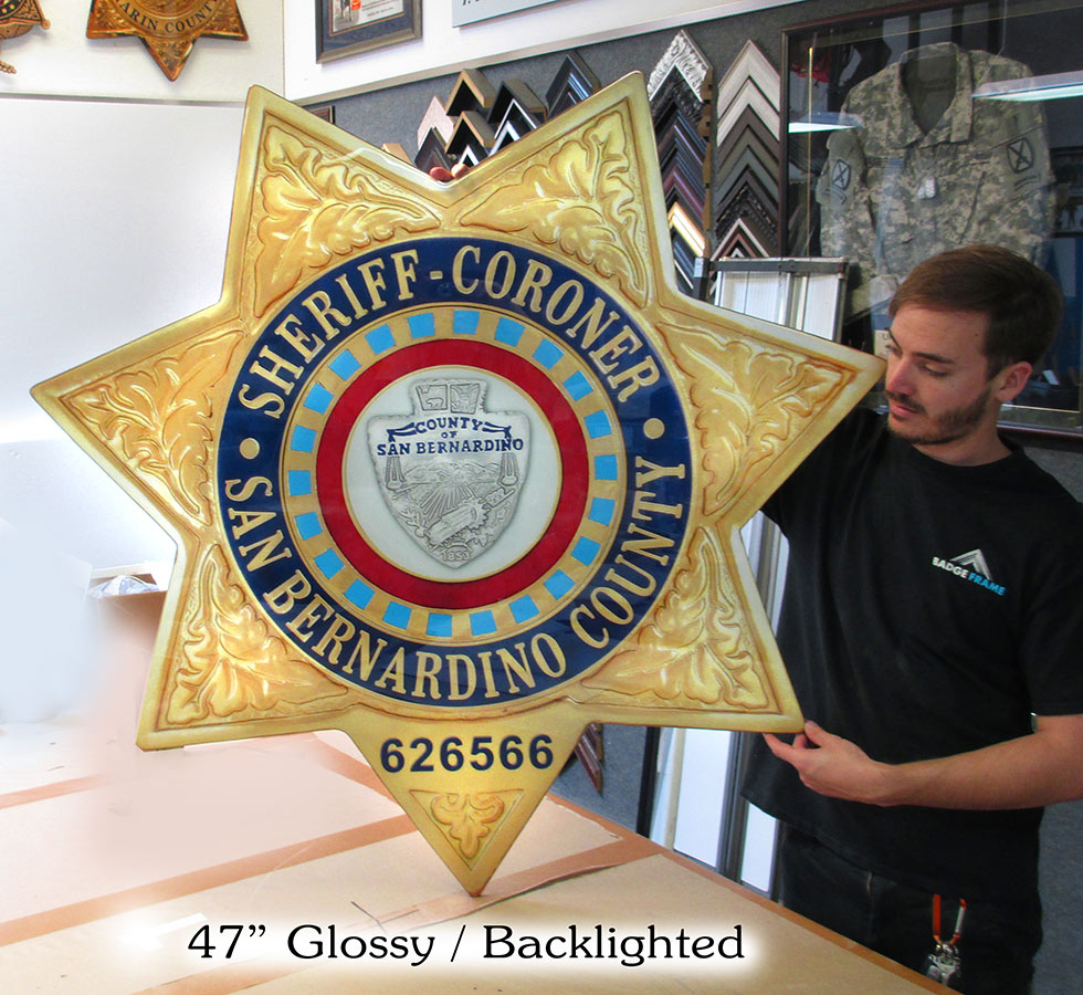 San
          Bernardino Sheriff Oversize 47" Backlighted Badge from
          Badge Frame