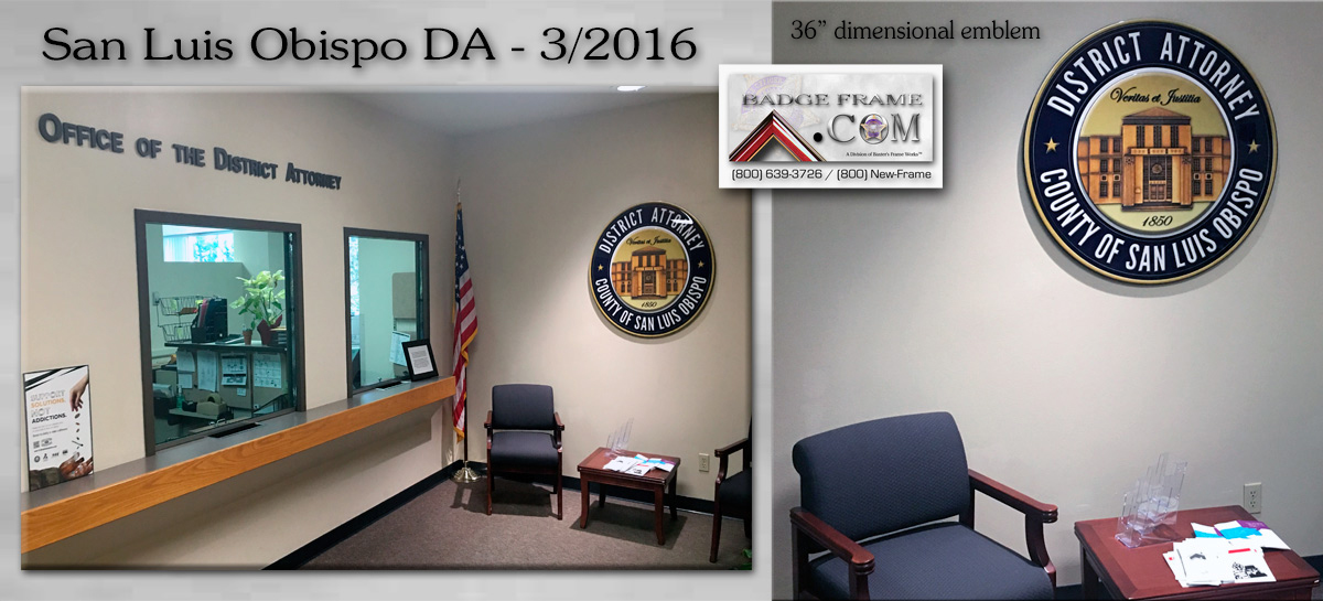 San Luis Obispo DA's Office - Wall
          Emblems from Badge Frame