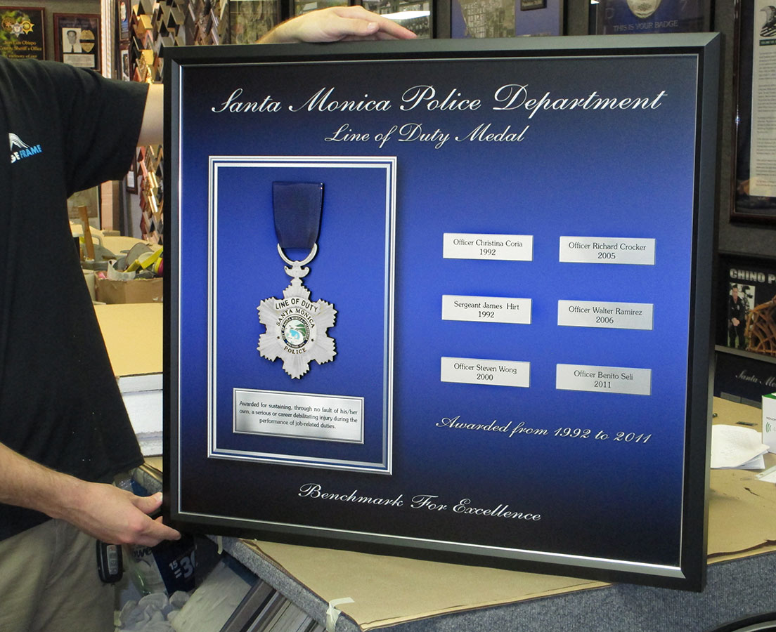 Santa Monica PD Line of
          Duty Medal Perpetual Plaque from Badge Frame