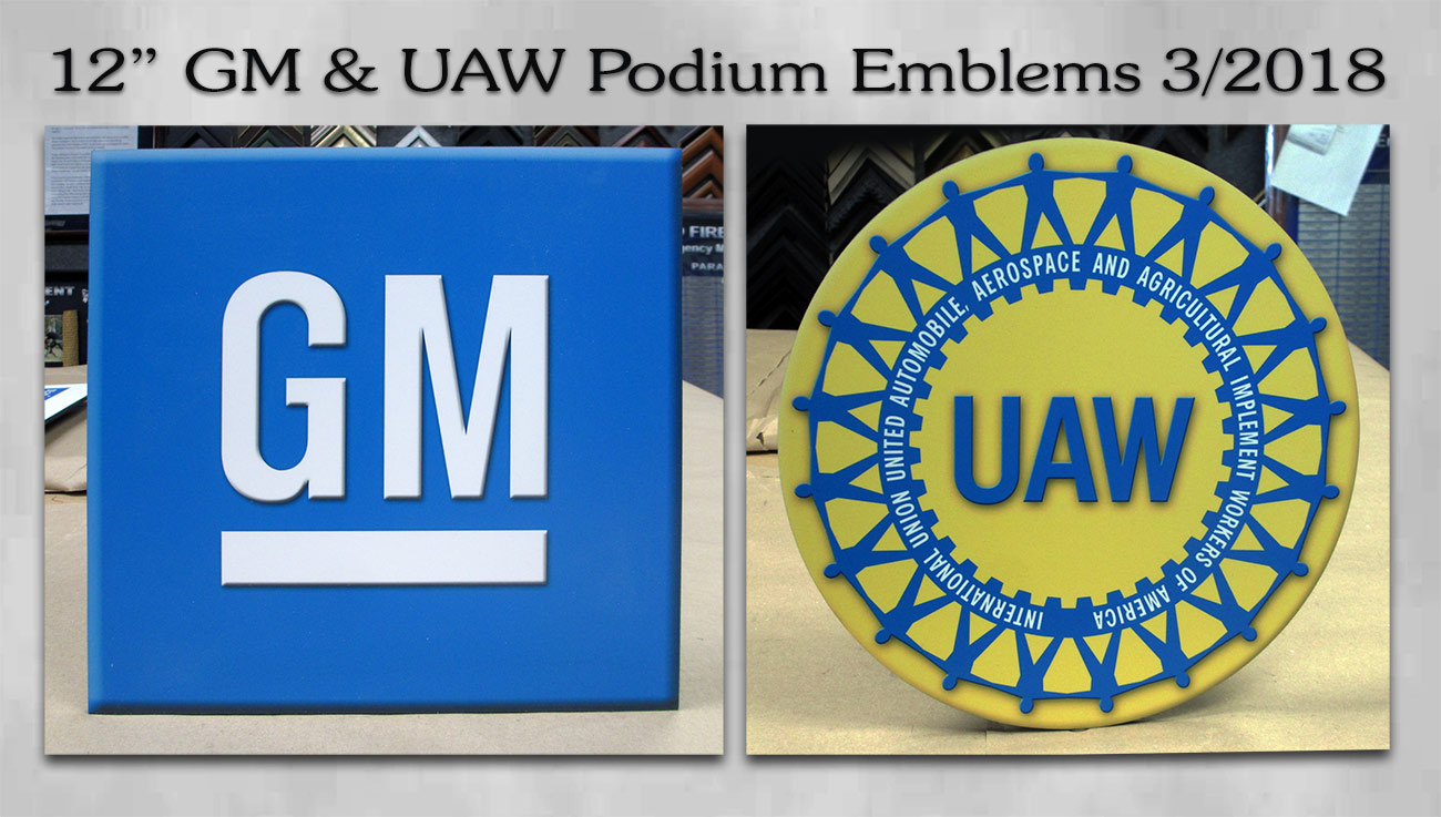 GM & UAW Podium Emblems from Badge Frame