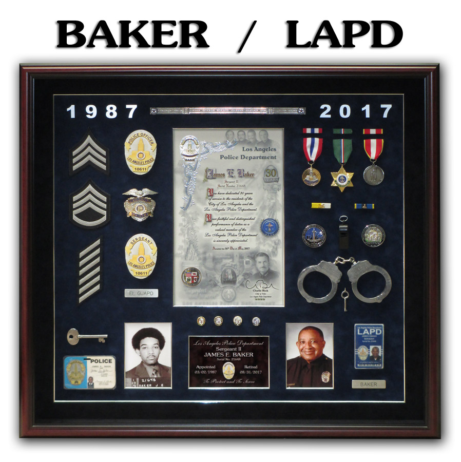 Baker / LAPD - Police Retirement Shadowbox from Badge Frame