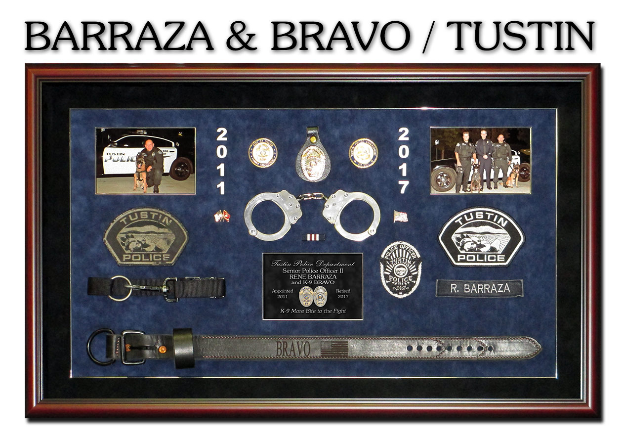 K-9 Shadowbox by
          Badge Frame for Barraza & Bravo - Tustin PD
