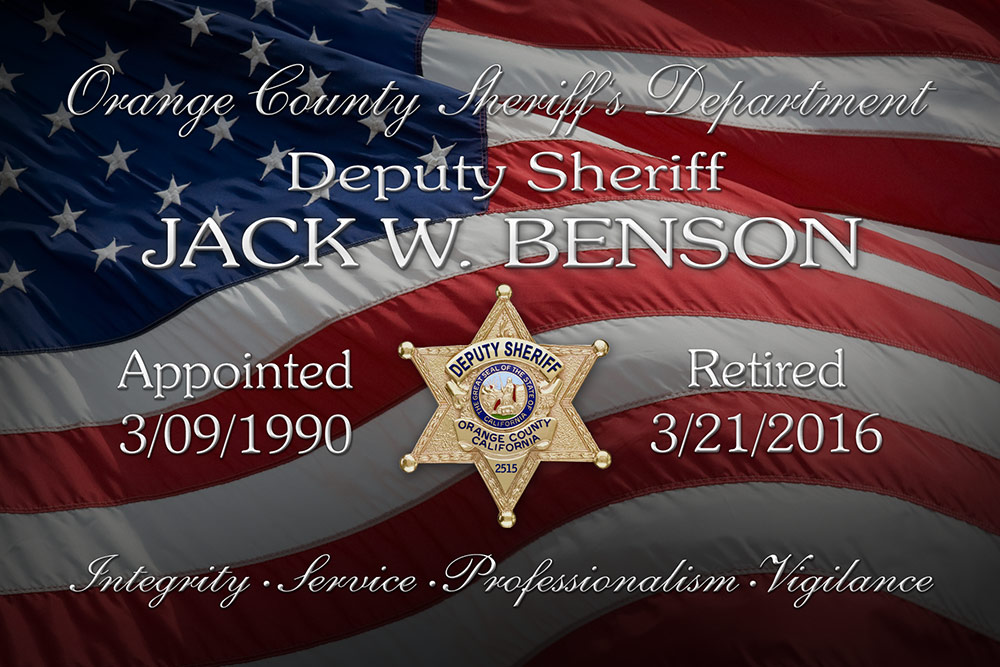 Jack Benson Plaque for Badge
          Frame Shadowbox