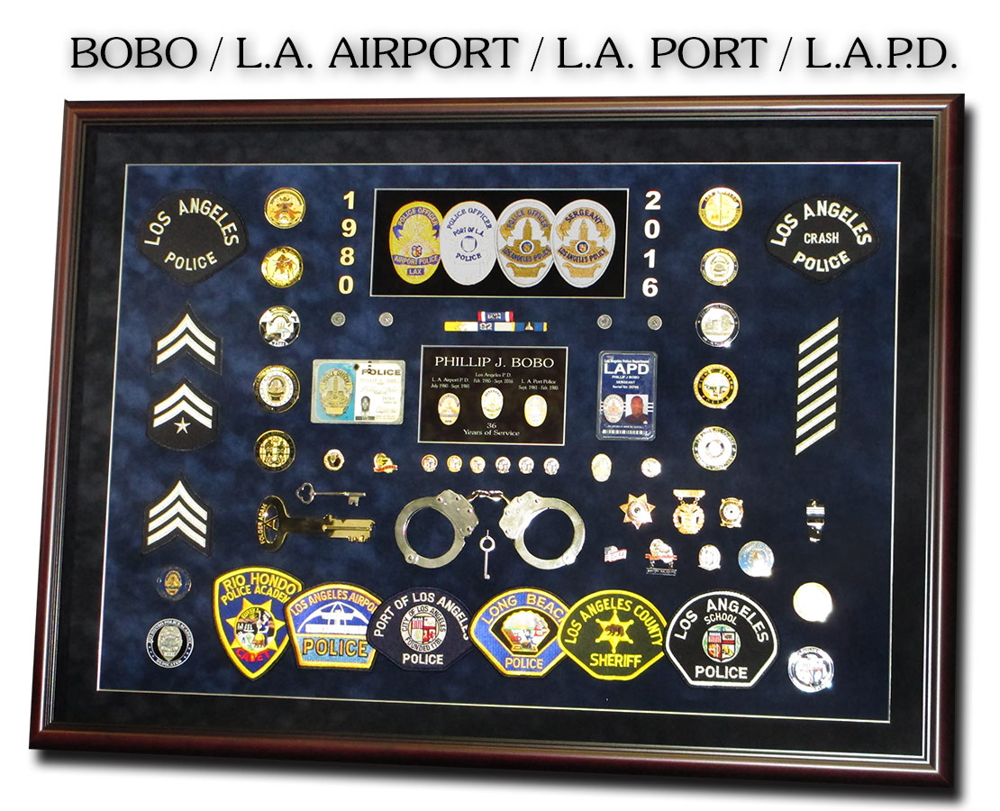 Bobo - LAPD -
            LA Port PD - LA Airport PD Police Shadowbox from Badge Frame
            10/2106