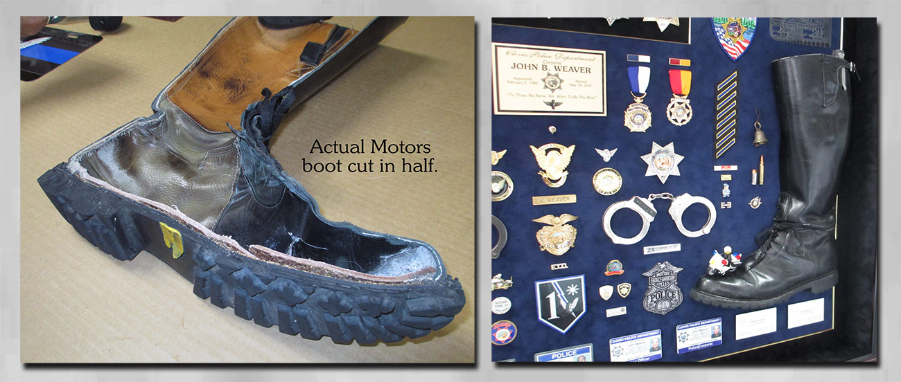 Police Shadowbox for Weaver - Clovis
              PD with actual boot from Badge Frame
