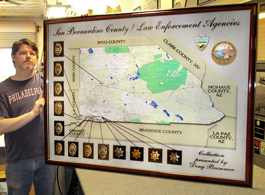 San Bernardino County - Law
          Enforcement Agencies Presentations with actual badges.
          Designed by Badge Frame