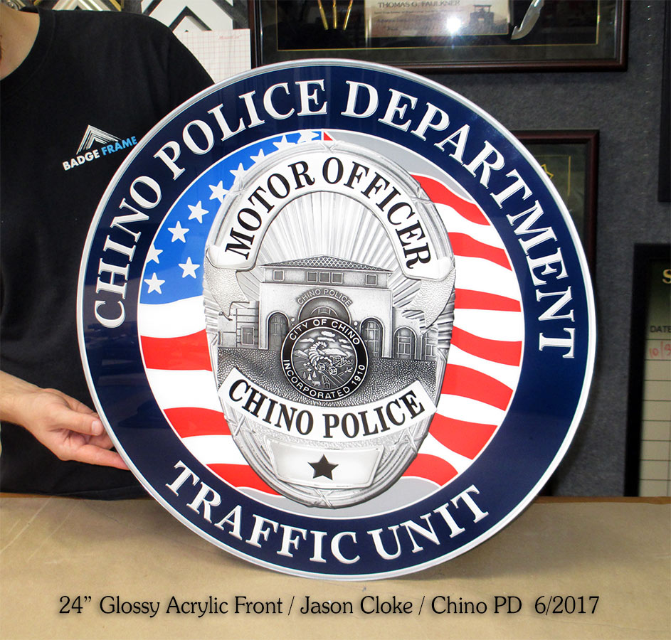 Chino PD - Traffic Division acrylic front Seal from Badge Frame