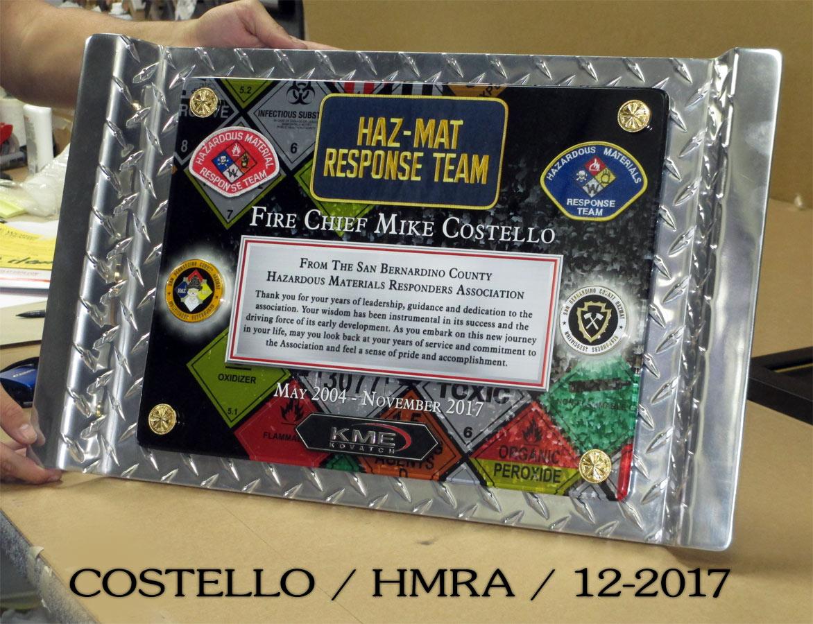 Fire Chief Mike Costello retirement presentation from Badge Frame
