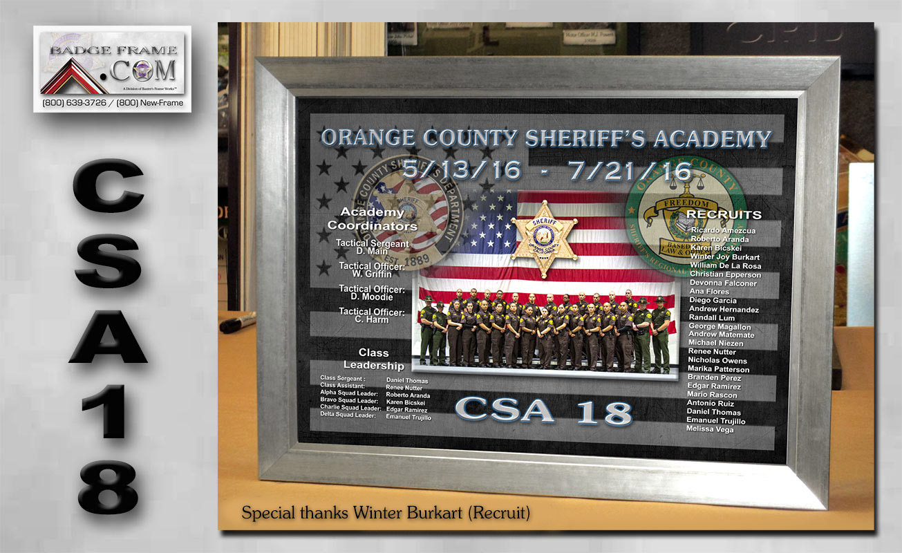 Orange
          County Sheriff's Academy Class CSA18 presentation from Badge
          Frame