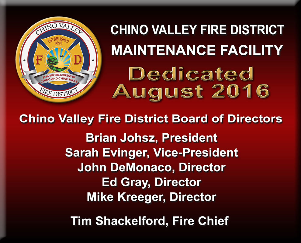 Chino Valley Fire Station Sign from Badge Frame