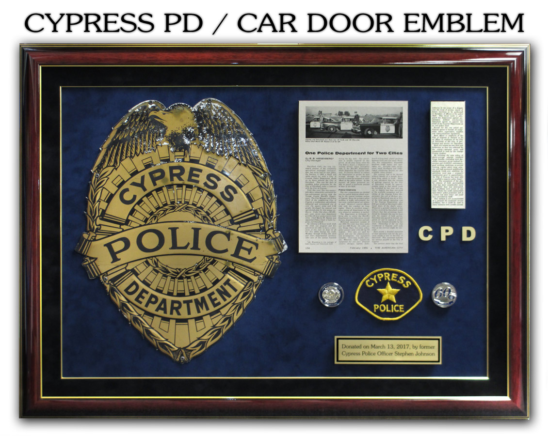 Cypress PD Archive Car Door
 Emblem presentation from Badge Frame