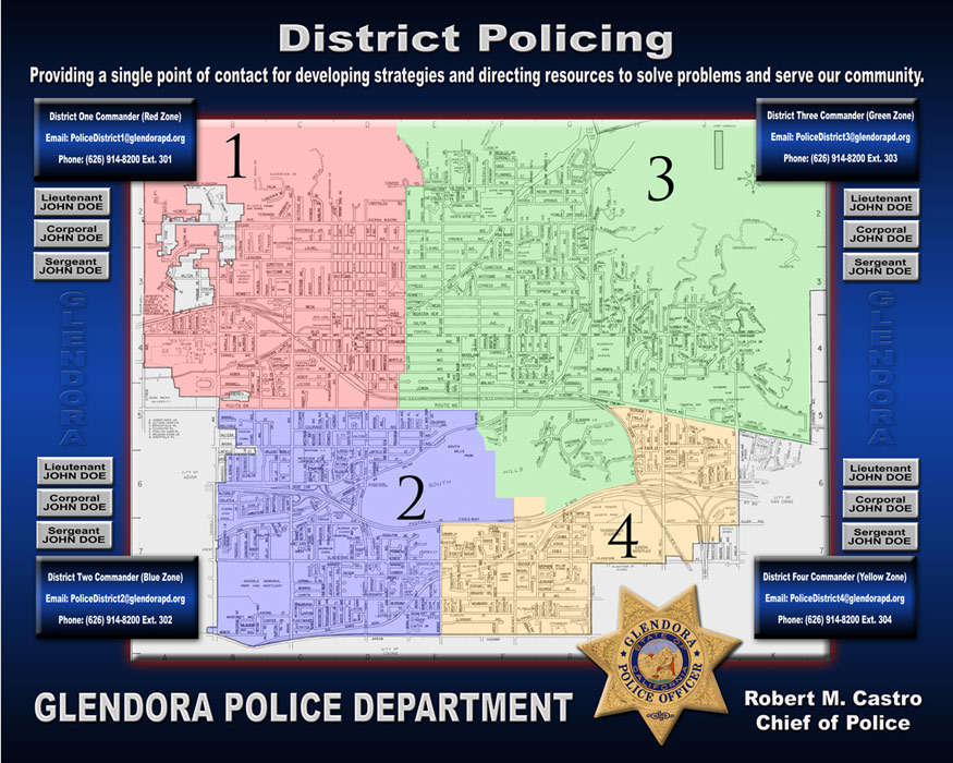 Glendora PD - District Policing Map sign
