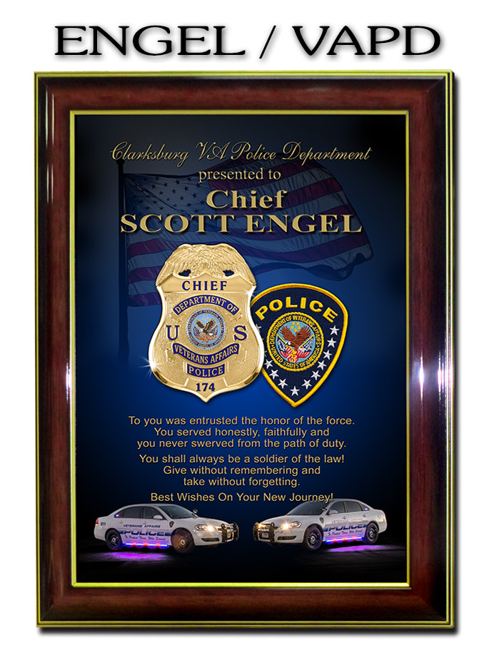Chief Engal - DVAPD - Framed Recognition Plaque from
          Badge Frame