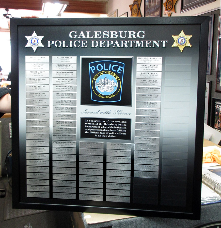 Galesburg PD Perpetual Plaque
          from Badge Frame