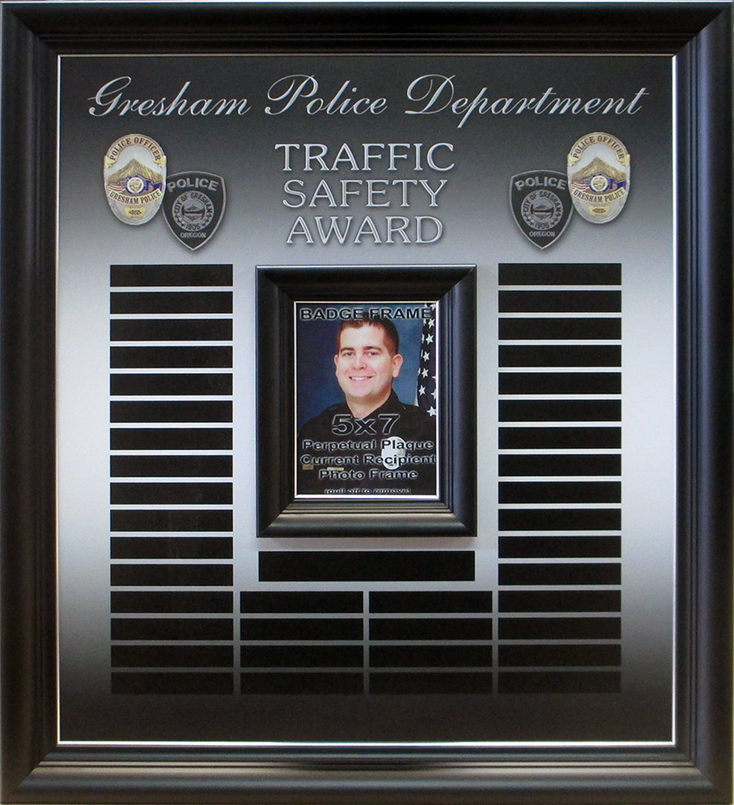 Gresgam PD -
          Traffic Safety Perpetual Plaque from Badge Frame 8/2016