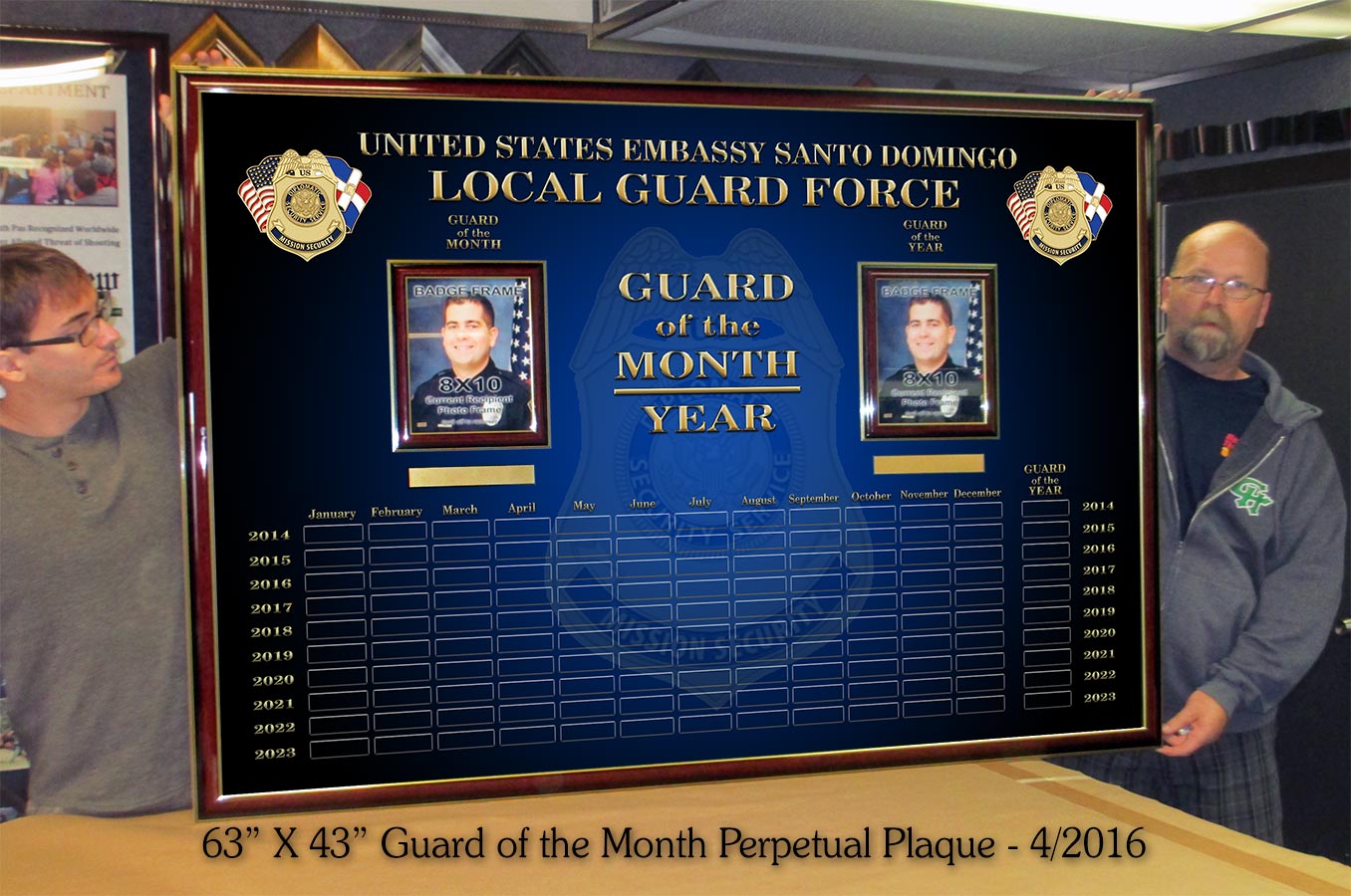 Diplomatic Security Service - Guard
          on the Month / Year Perpetual Plaque from Badge Frame