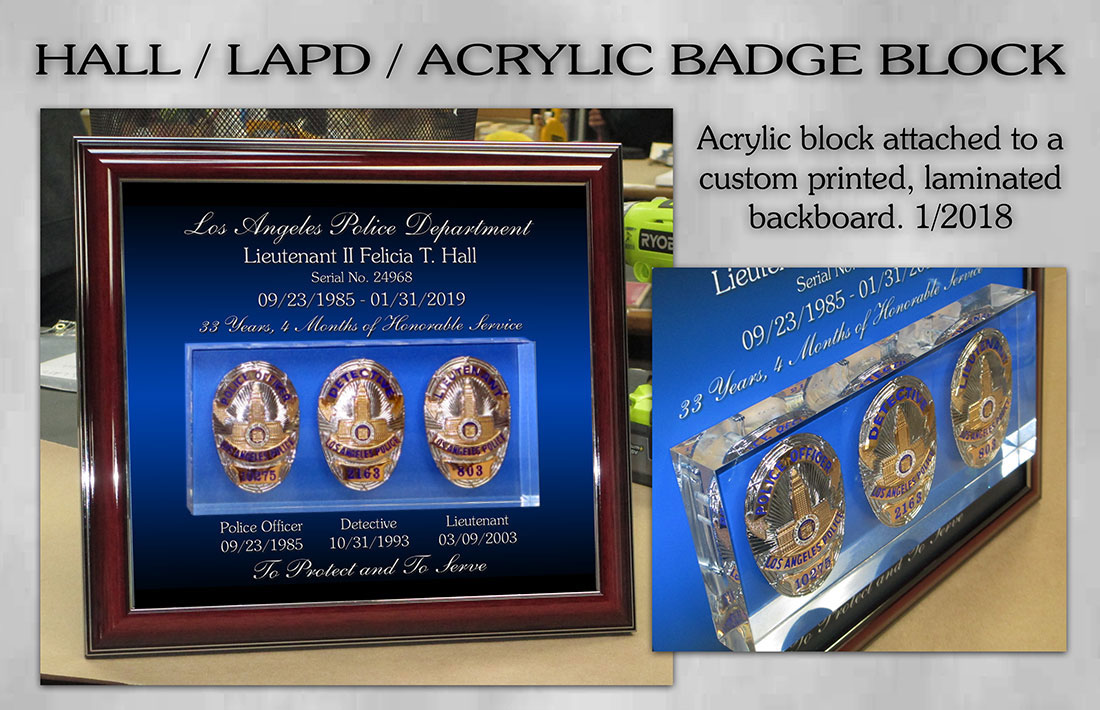Hall - LAPD Acrylic Block Badges