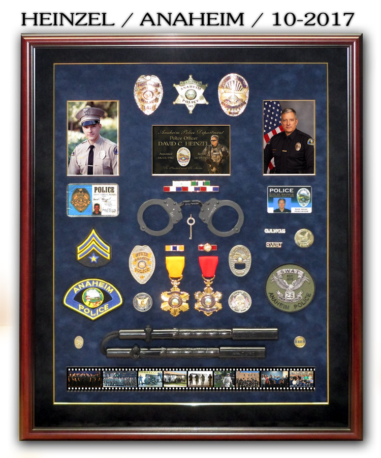 Heinzel / Anaheim PD Police Retirement Shadowbox from Badge Frame