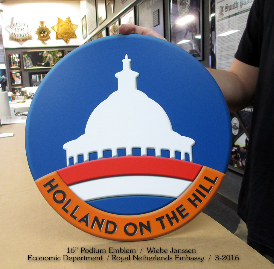 Holland on the Hill - Netherlands
              Embassy Podium Emblem for Badge Frame