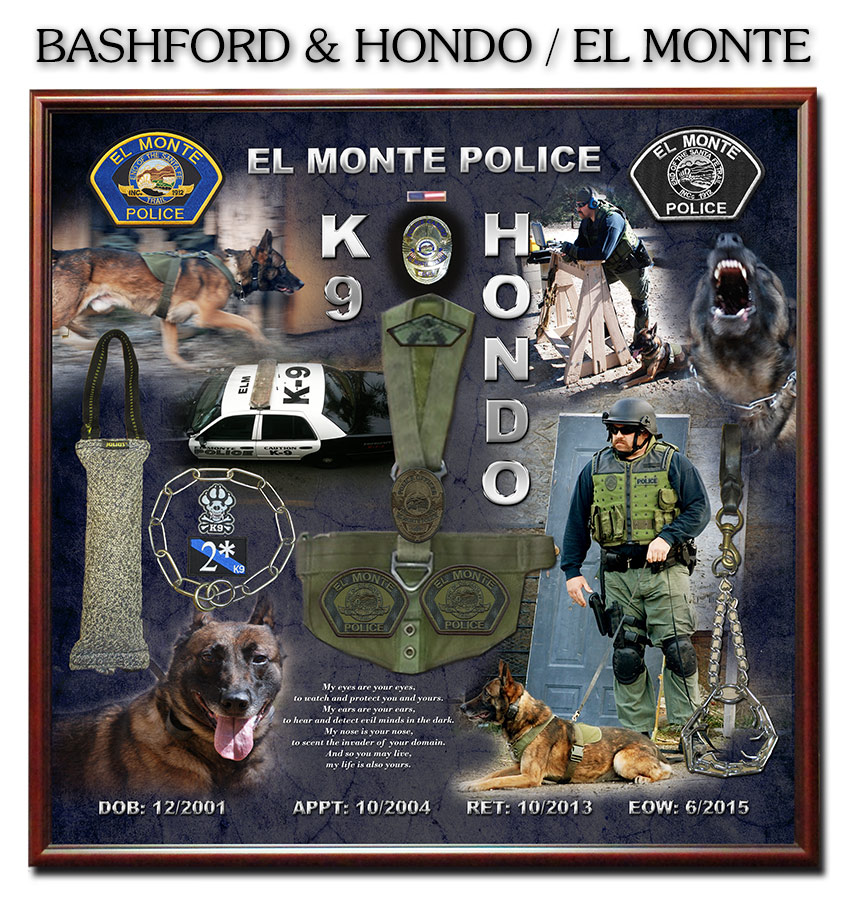 K-9 Shadowbox by
          Badge Frame for Bashford and Hondo - El Monte PD