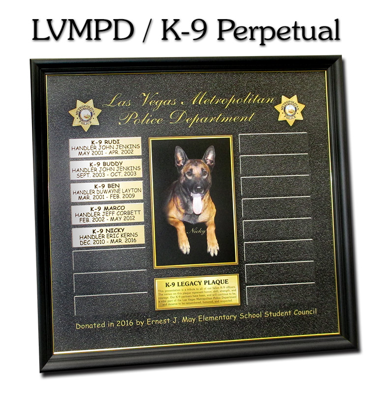 k9,
              perpetual plaque, badge frame