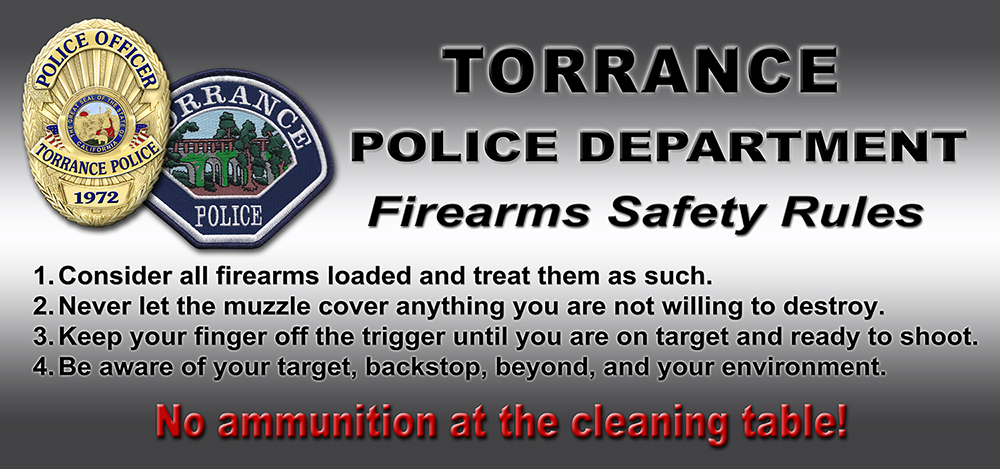 Firearms Shooting Range Sign for Torrance PD from Badge Frame