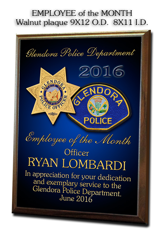Lombardi - Glendora PD - Employee of the Month
              presentation from Badge Frame