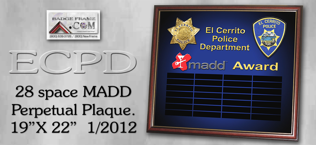 El Cerrito PD - MADD Perpetual Plaque