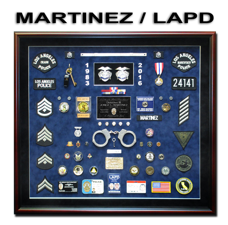 Martinez - LAPD Police
          Reirement Shadowbox from Badge Frame