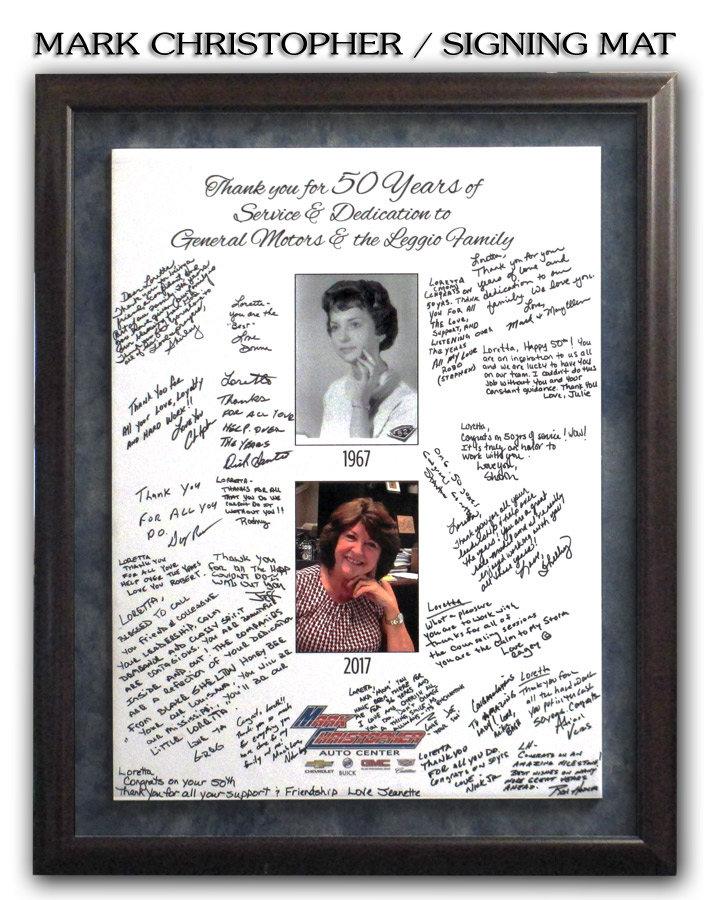 Mark Christopher Auto Center / Signing Mat from Badge Frame