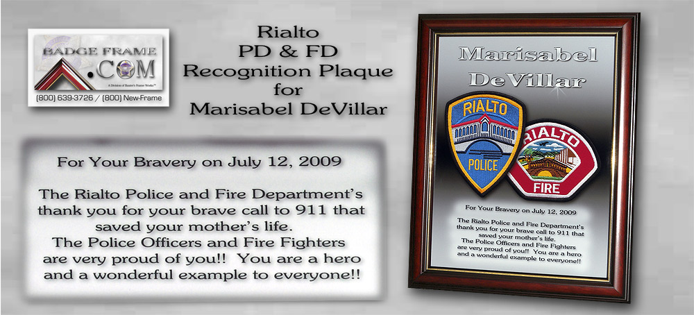 Rialto PD & FD
              Recognition Plaque