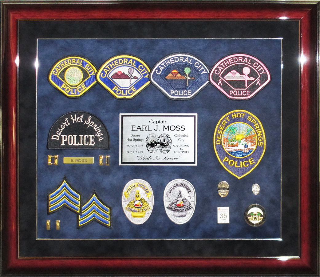 Earl Moss -
          Cathedral City PD Retirement from Badge Frame