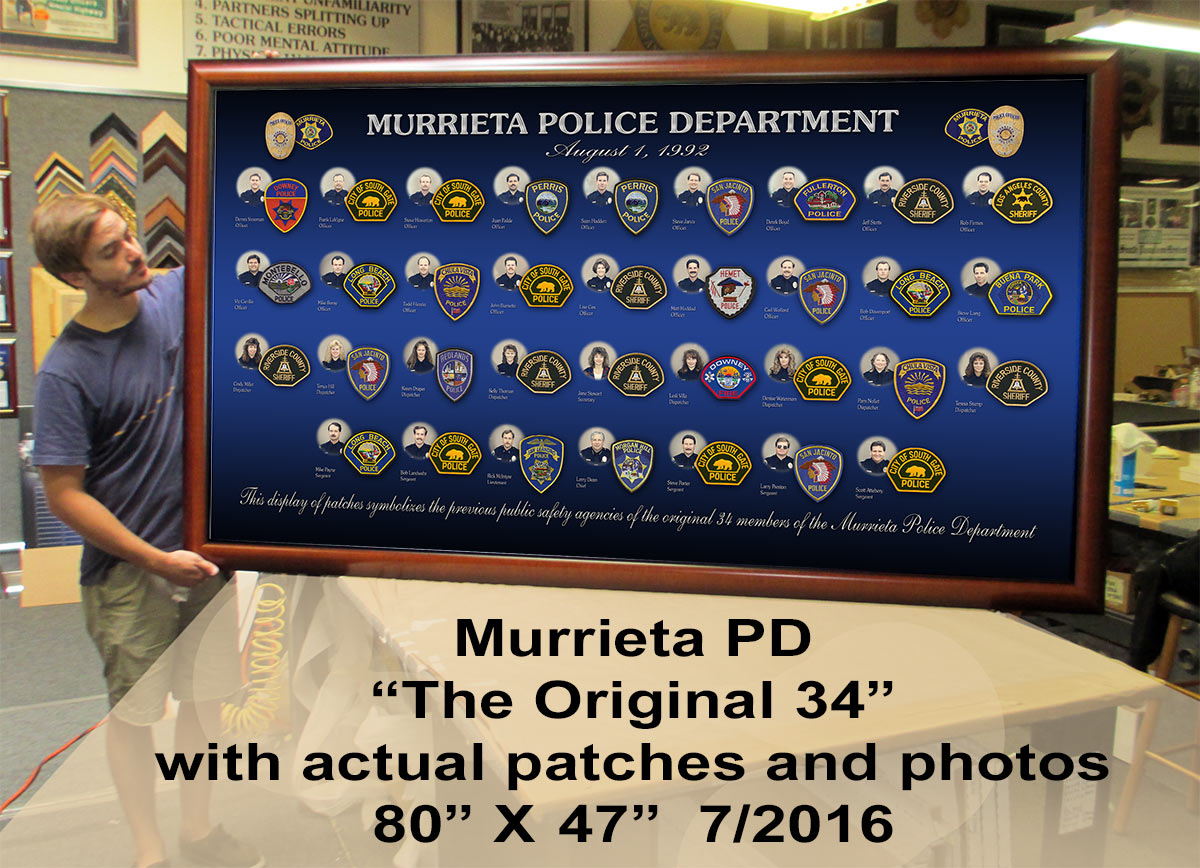 Murrieta PD -
                    "The Original 34" Badge Frame
                    presentation. 7/2016