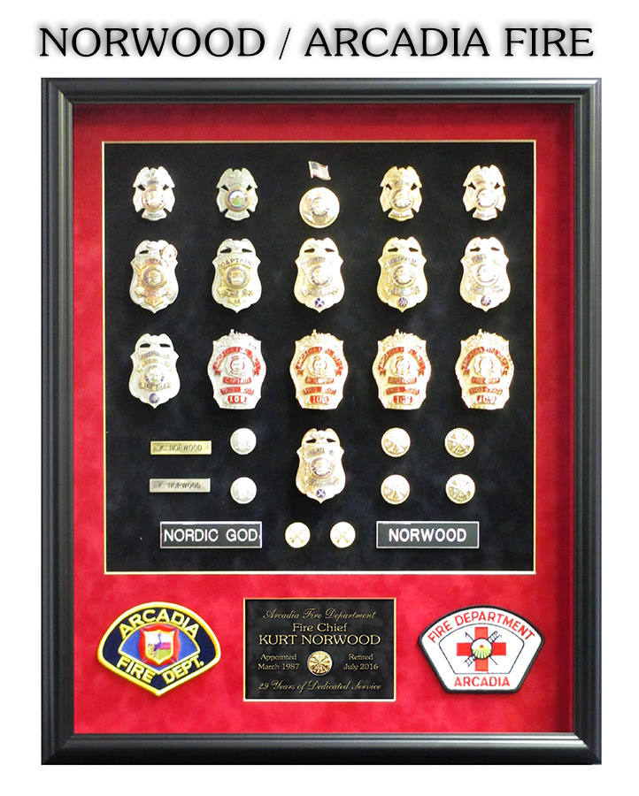 Norwood - Arcadia Fire
          Department Retirement Presentation from Badge Frame
