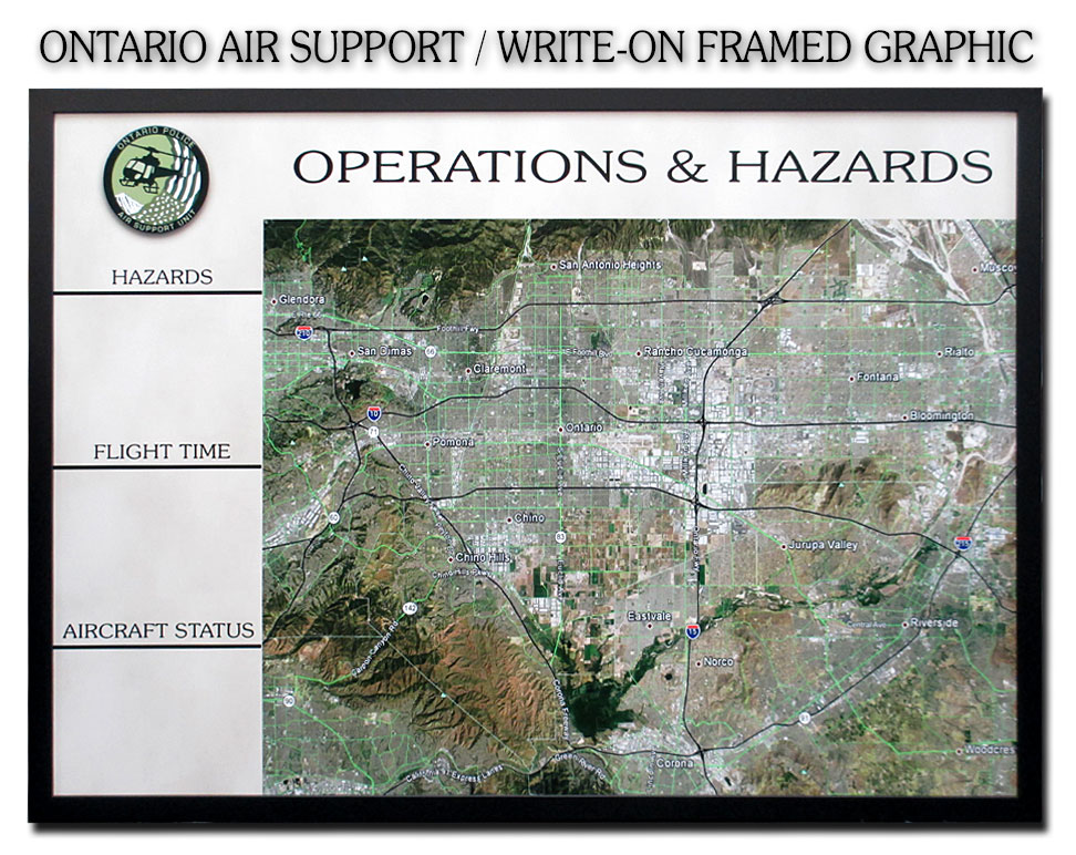 Ontario Air Support - Hazard
          Operations Write-On Board Graphic