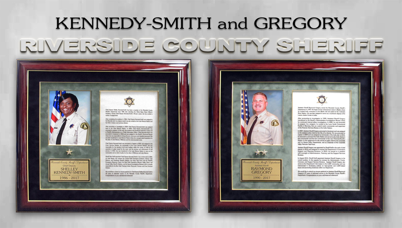 Riverside County
          Sheriff Recognition from Badge Frame