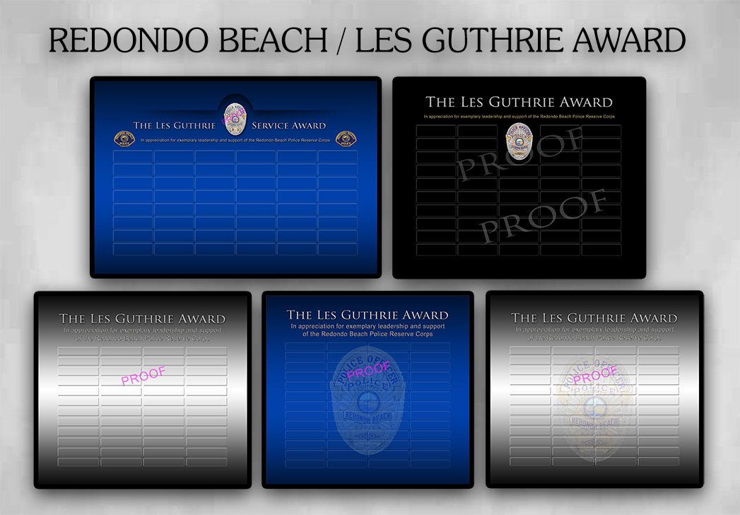 Redondo Beach PD - Les
          Guthrie Award from Badge Frame