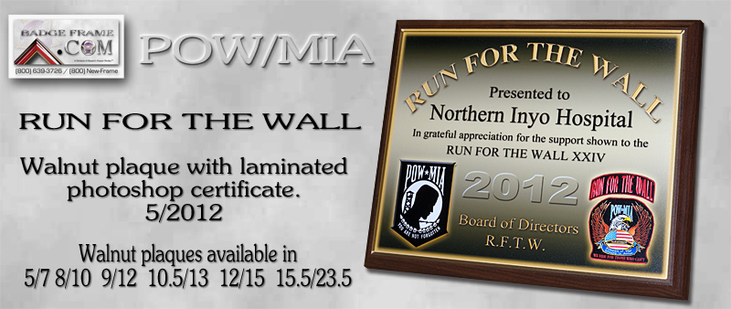 Run For The Wall -
                  Recognition Plaque