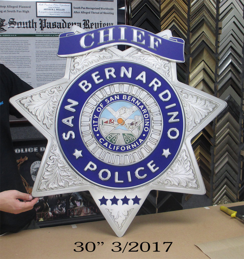 Oversize Chief Badge from Badge Frame for San Bernardino
          PD