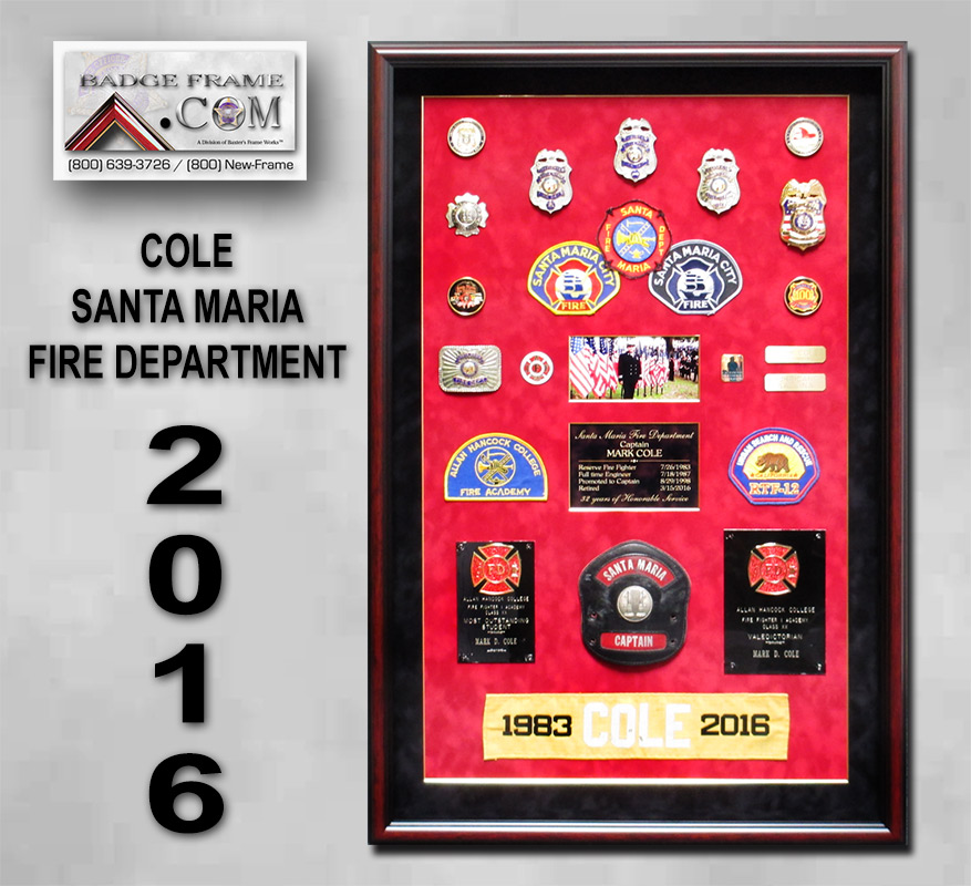 Santa Maria Fire Department - Cole
          Retirement Presentation from Badge Frame